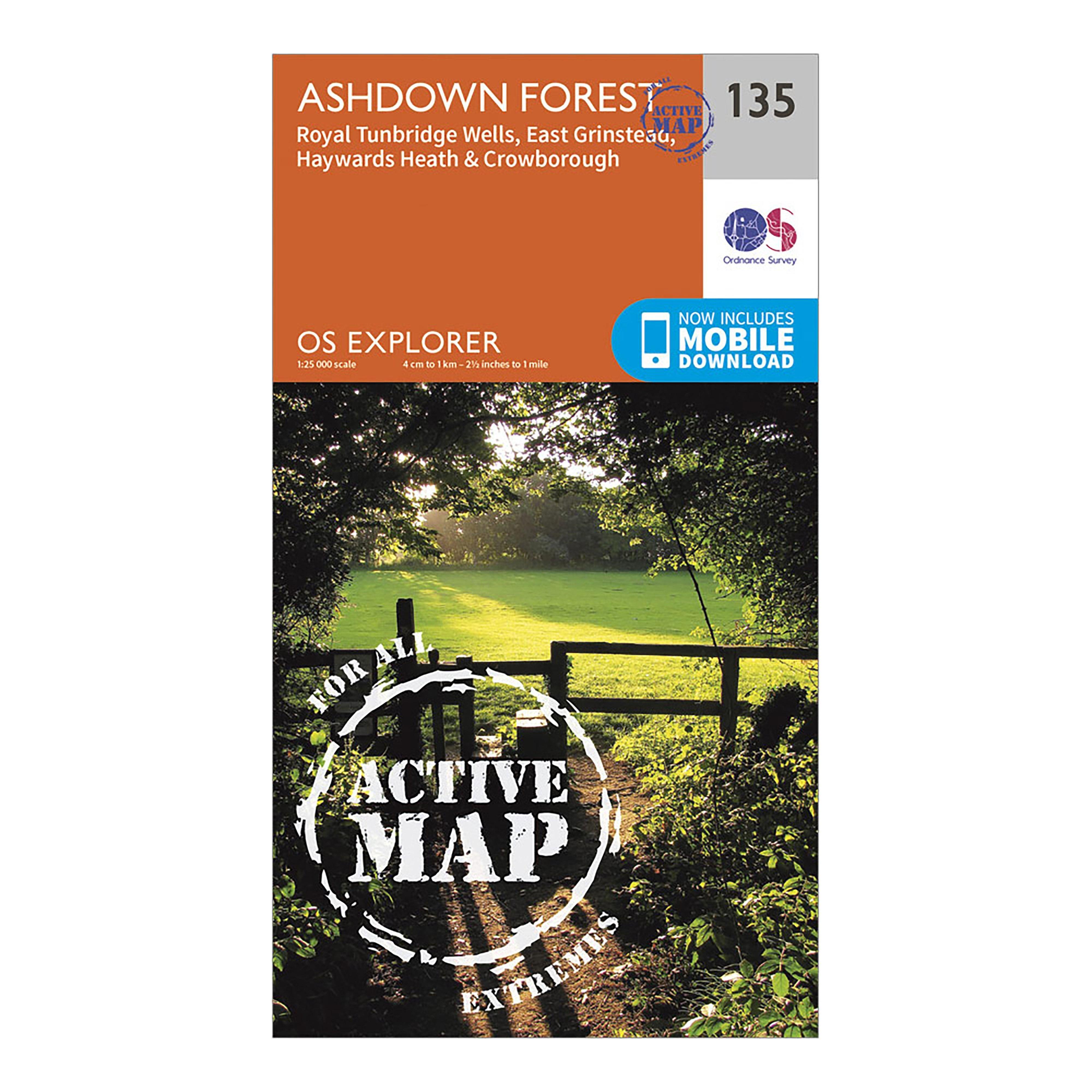 Image of Explorer Active 135 Ashdown Forest Map with Digital Version Orange