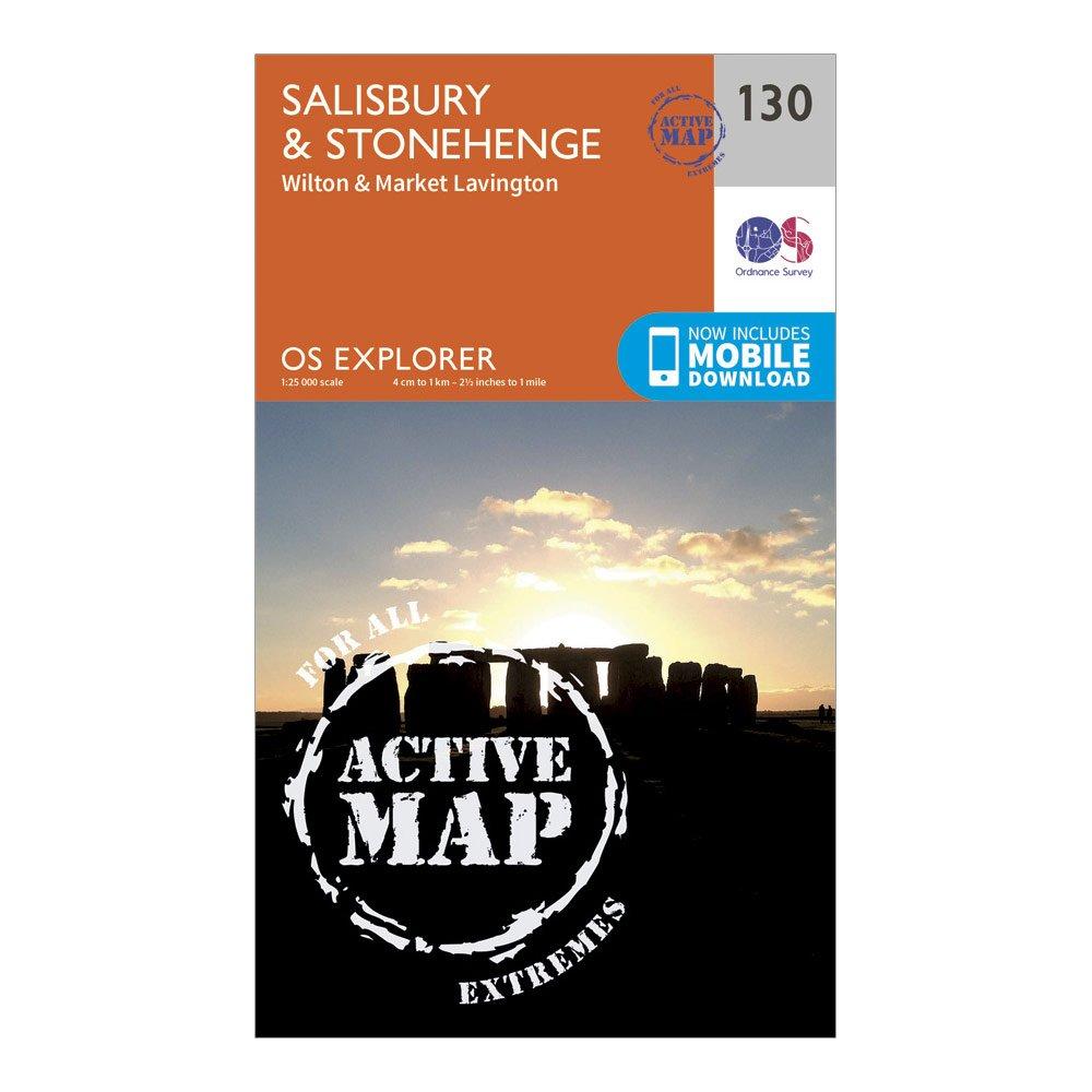 Image of Explorer Active 130 Salisbury and Stonehenge Map With Digital Version Orange