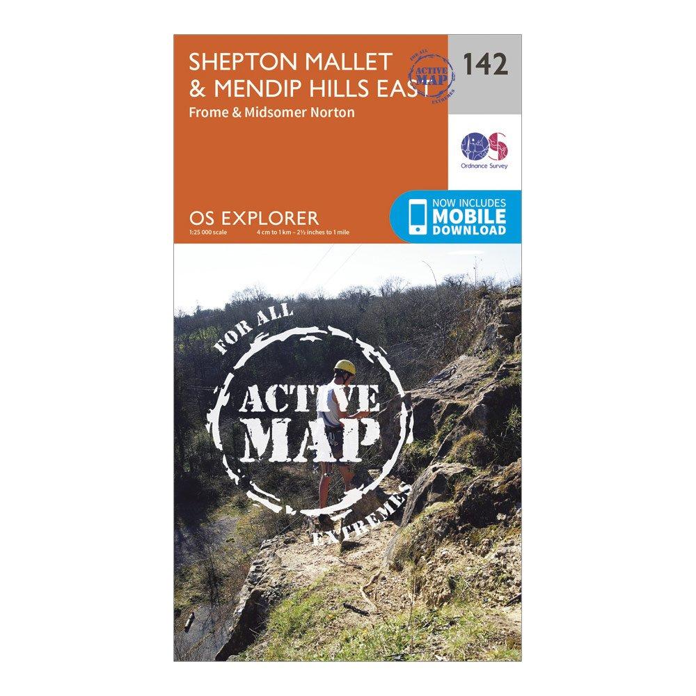 Image of Explorer Active 142 Shepton Mallet and Mendip Hills East Map With Digital Version Orange