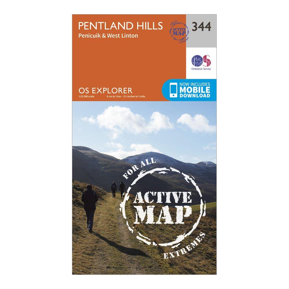 Image of Explorer Active 344 Pentland Hills Map With Digital Version Orange