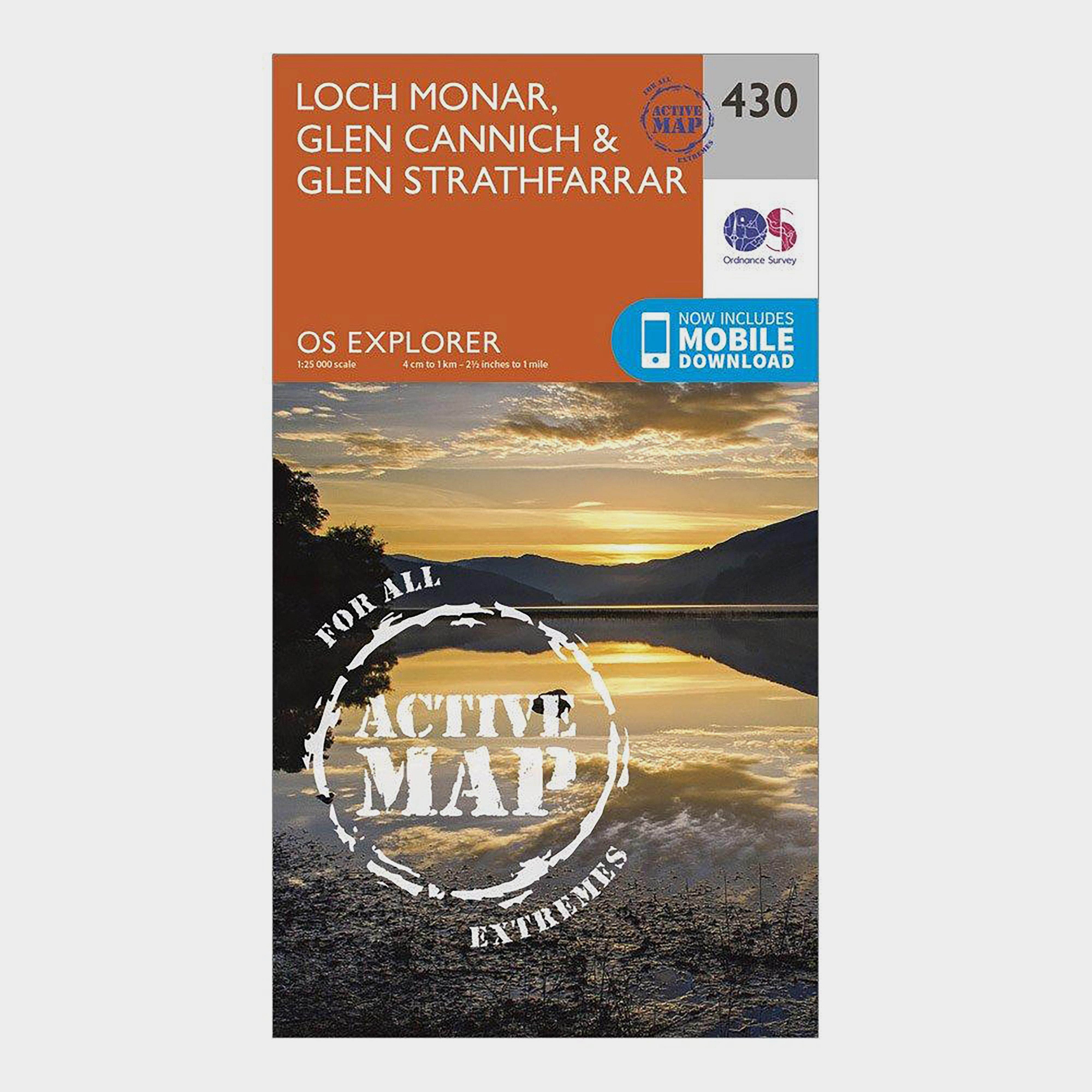 Image of Explorer Active 430 Loch Monar Glen Cannich and Glen Strathfarrar Map With Digital Version Orange