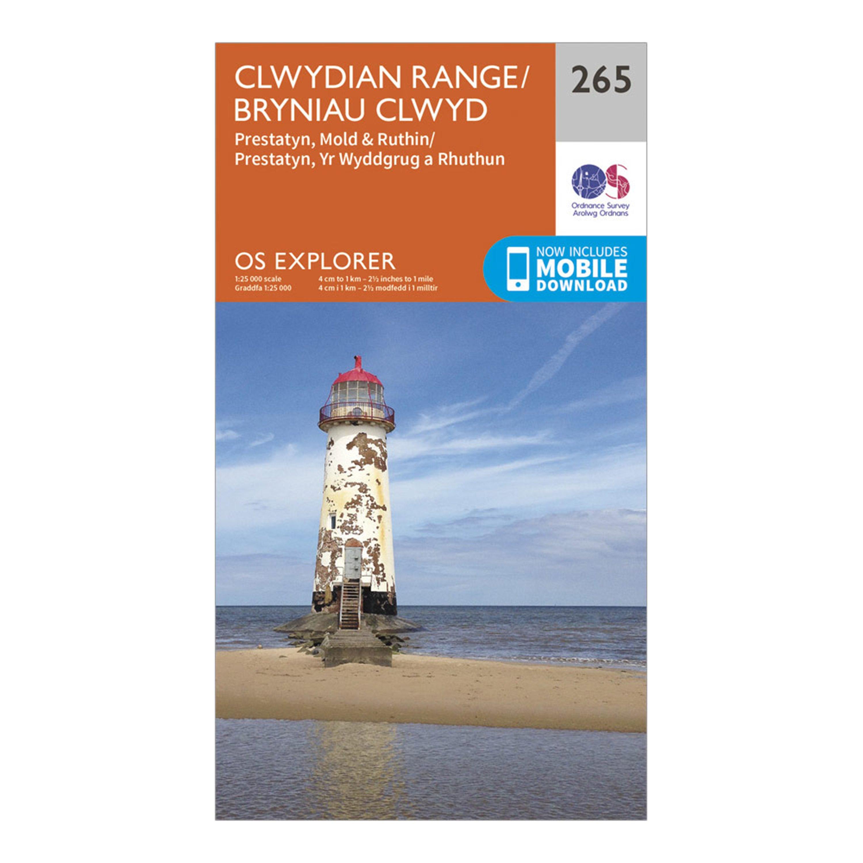 Image of Explorer 265 Clwydian Range Prestatyn Mold and Ruthin Map With Digital Version Orange