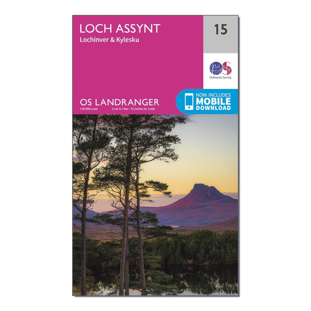 Image of Landranger 15 Loch Assynt Lochinvar and Kylesku Map With Digital Version Pink
