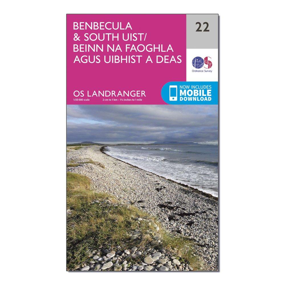 Image of Landranger 22 Benbecula and South Uist Map With Digital Version Pink