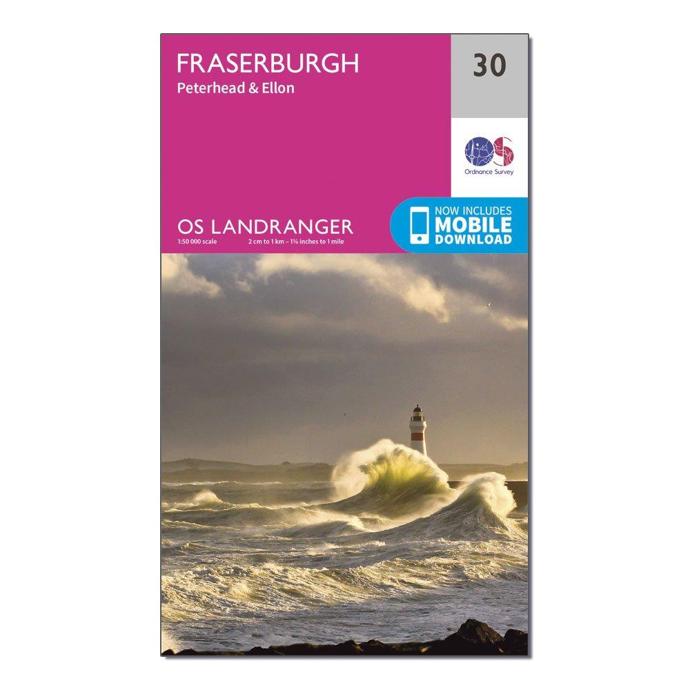 Image of Landranger 30 Fraserburgh Peterhead and Ellon Map With Digital Version Pink