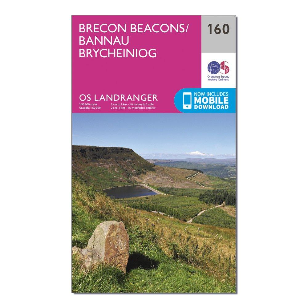 Image of Landranger 160 Brecon Beacons Map With Digital Version Pink