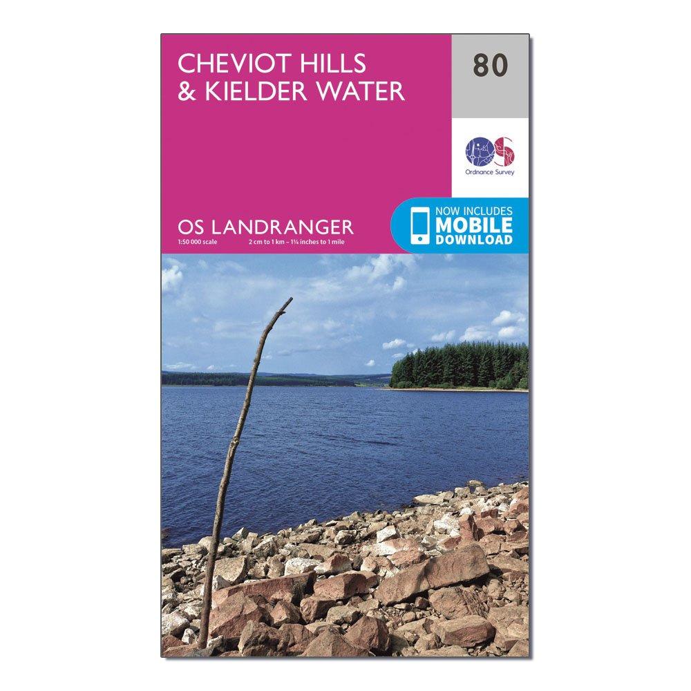 Image of Landranger 80 Cheviot Hills and Kielder Water Map Pink