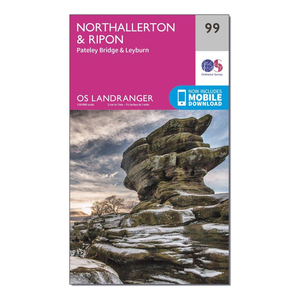 Image of Landranger 99 Northallerton and Ripon Pateley Bridge and Leyburn Map With Digital Version Pink