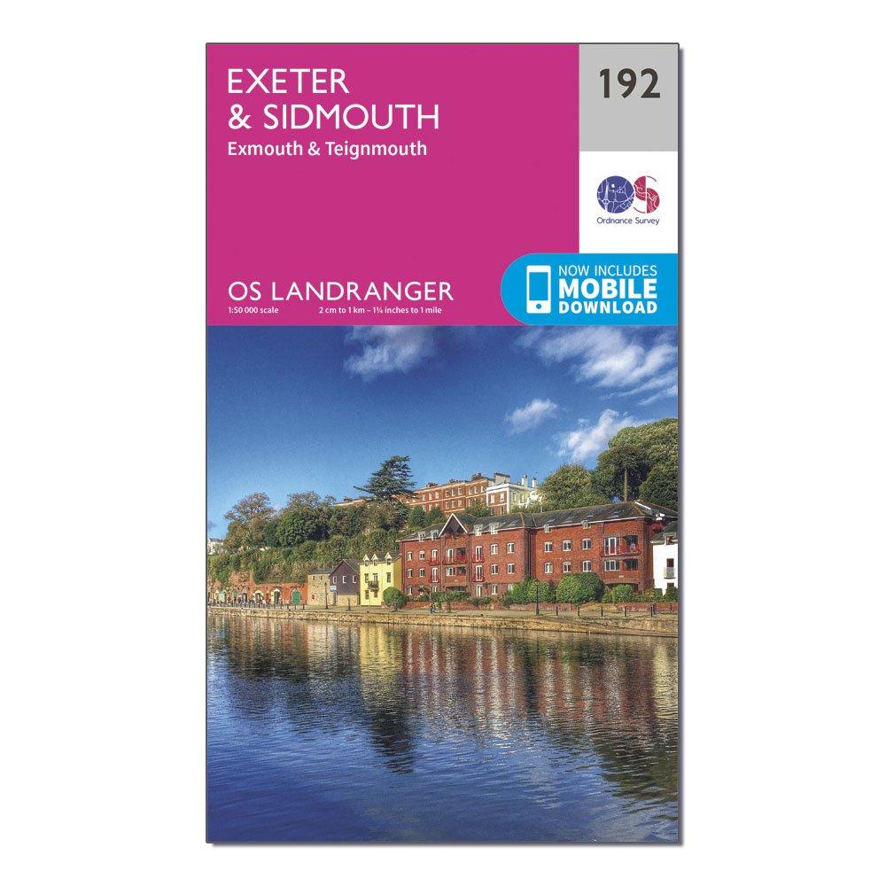 Image of Landranger 192 Exeter and Sidmouth Exmouth and Teignmouth Map With Digital Version Pink