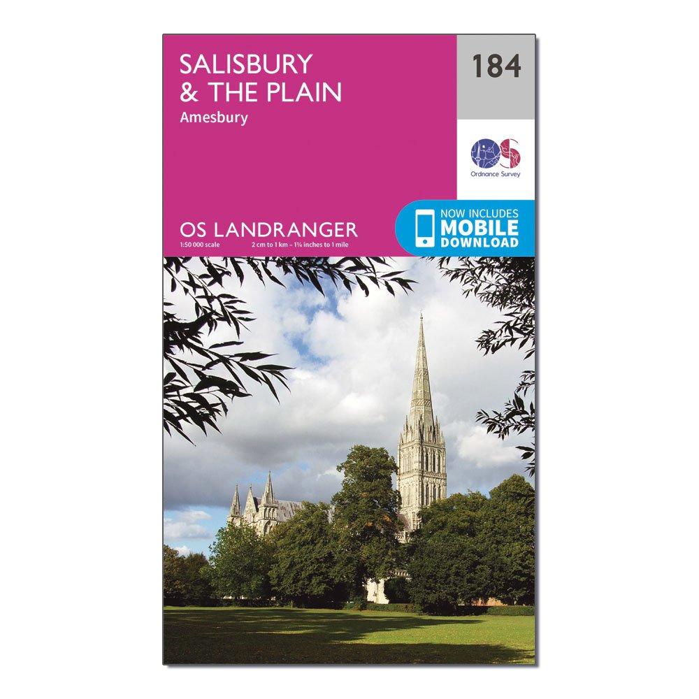 Image of Landranger 184 Salisbury and The Plain Amesbury Map With Digital Version Pink