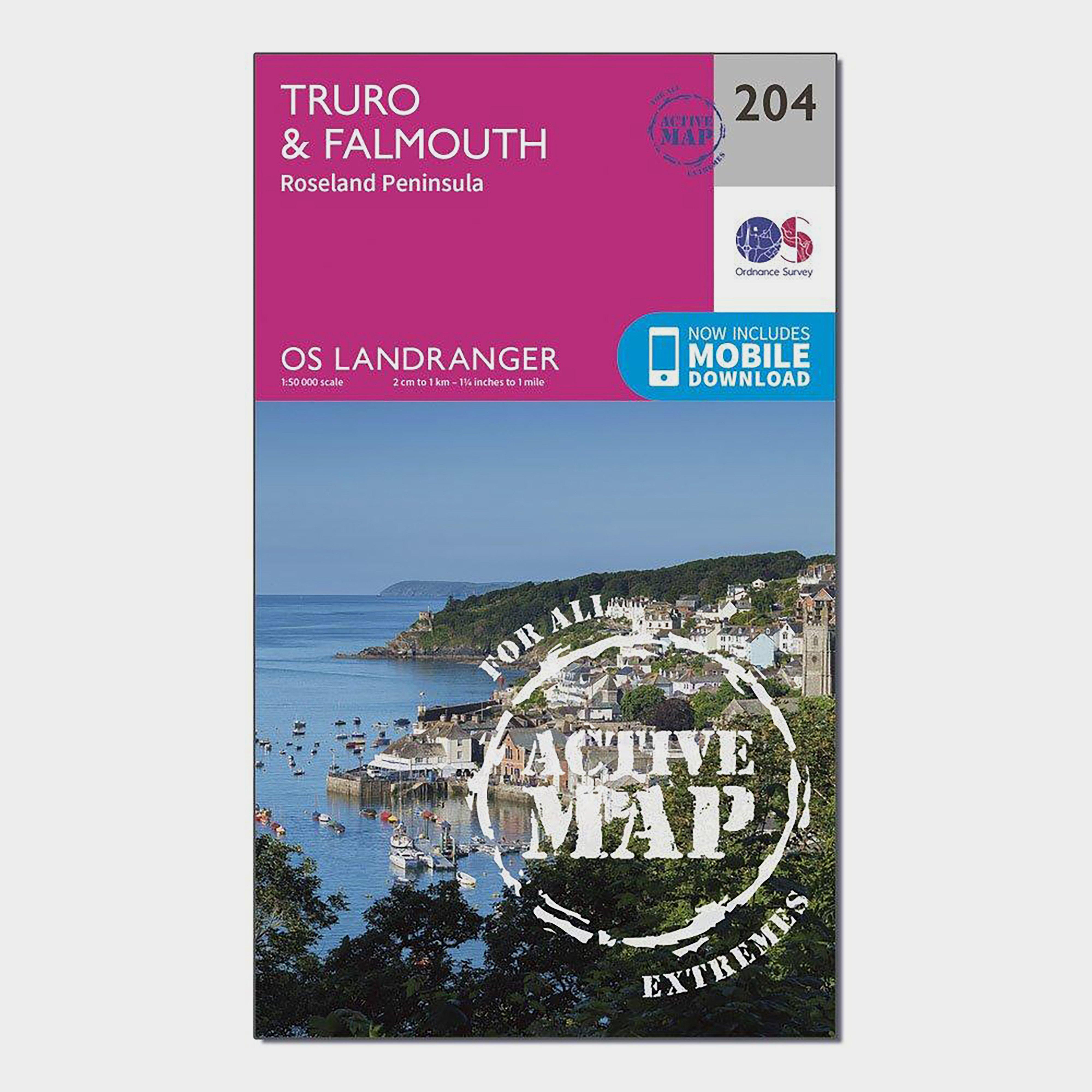Image of Landranger Active 204 Truro Falmouth and Roseland Peninsula Map With Digital Version