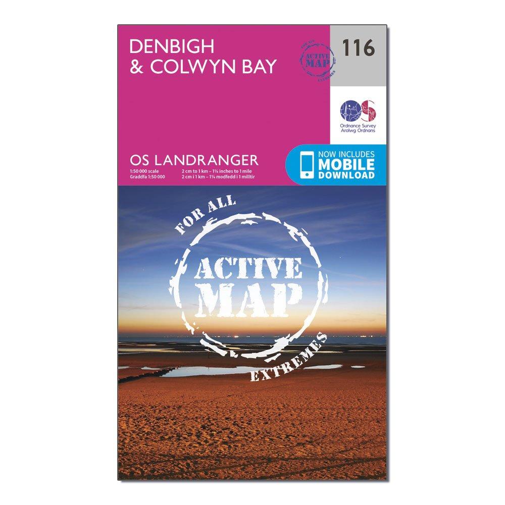 Image of Landranger Active 116 Denbigh and Colwyn Bay Map With Digital Version Pink