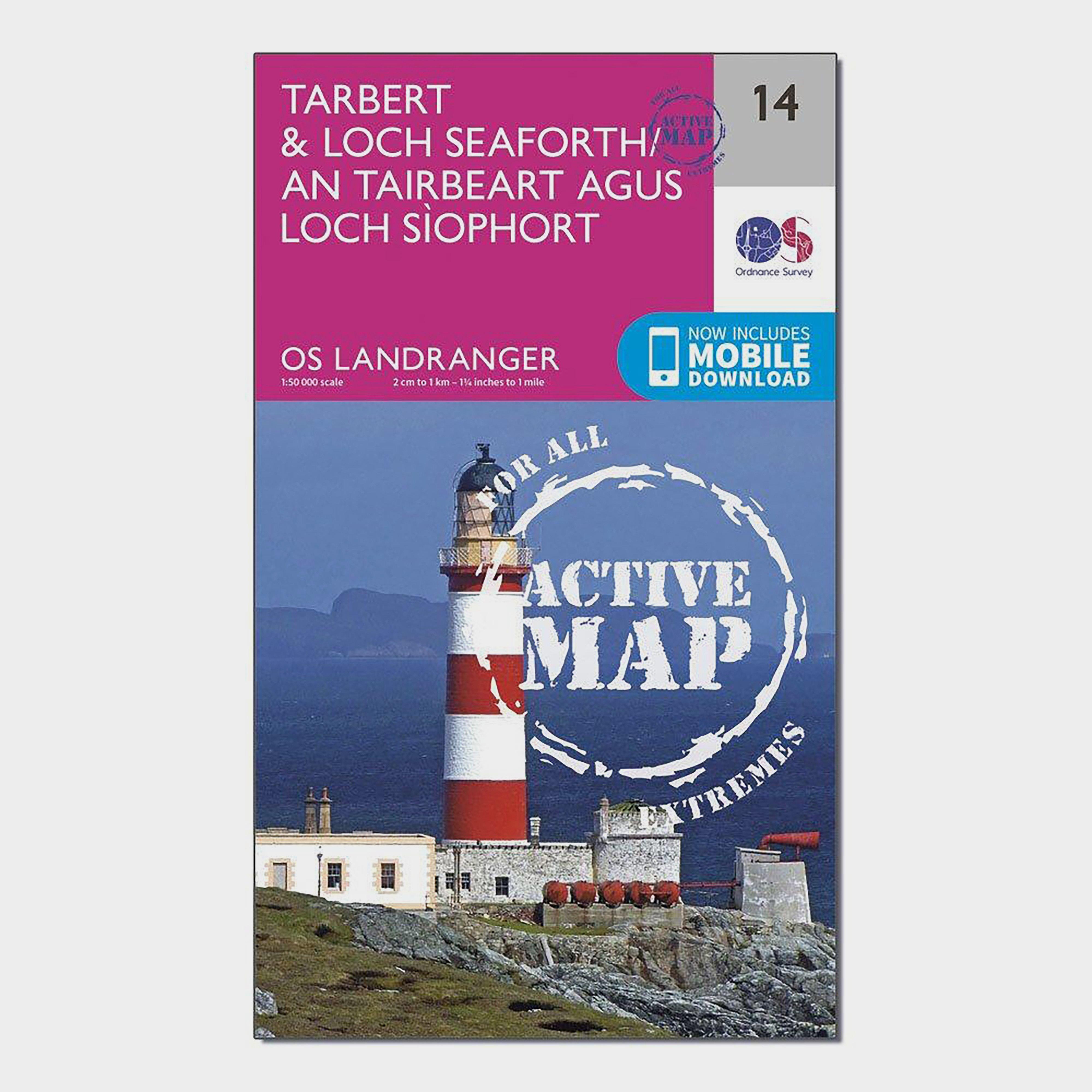 Image of Landranger Active 14 Tarbert and Loch Seaforth Map With Digital Version Pink
