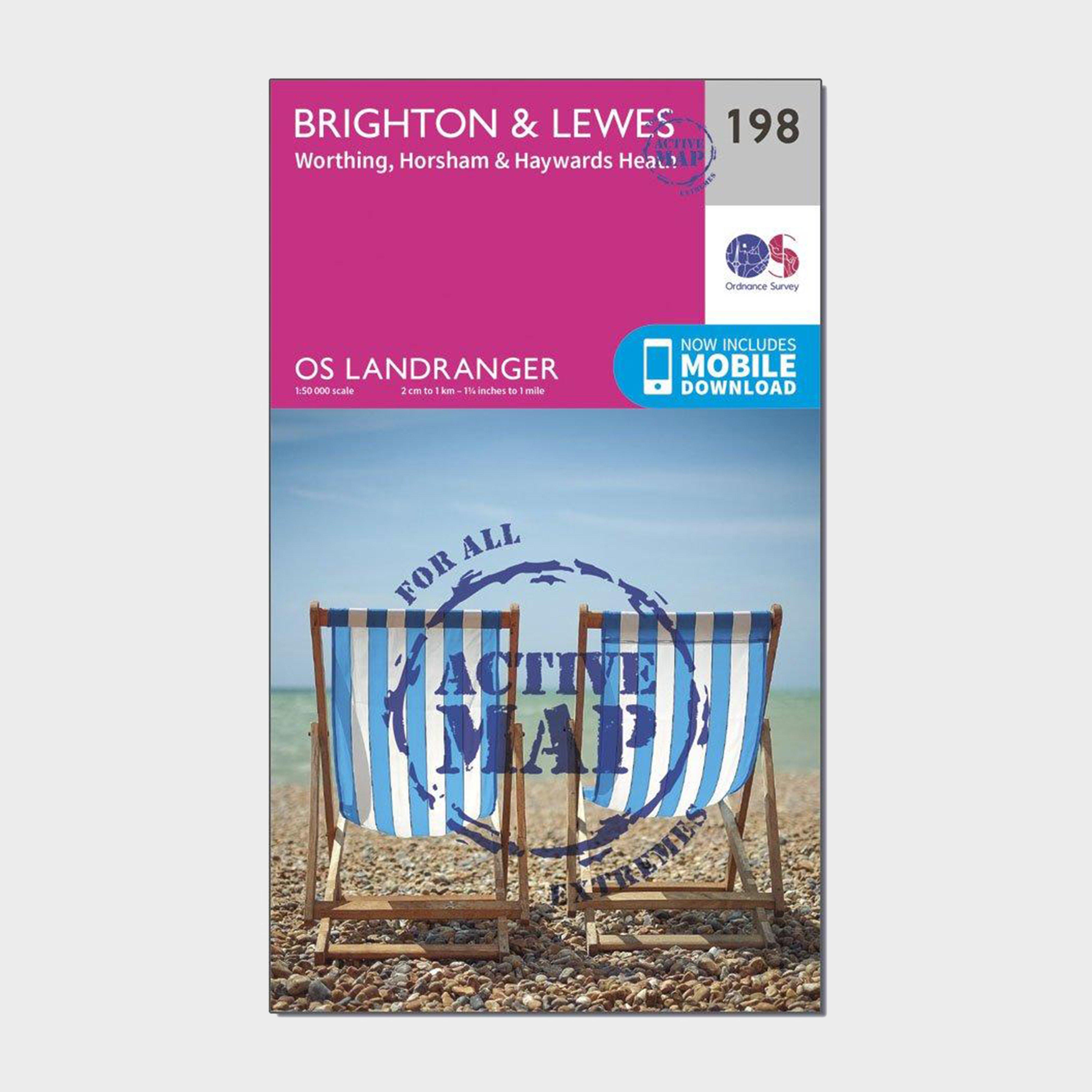 Image of Landranger Active 198 Brighton and Lewes Haywards Heath Map With Digital Version Pink