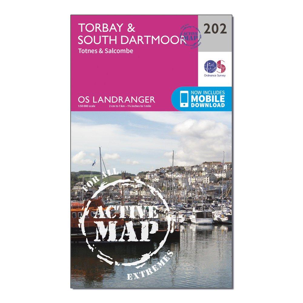 Image of Landranger Active 202 Torbay South Darrmoor Totnes and Salcombe Map With Digital Version Pink