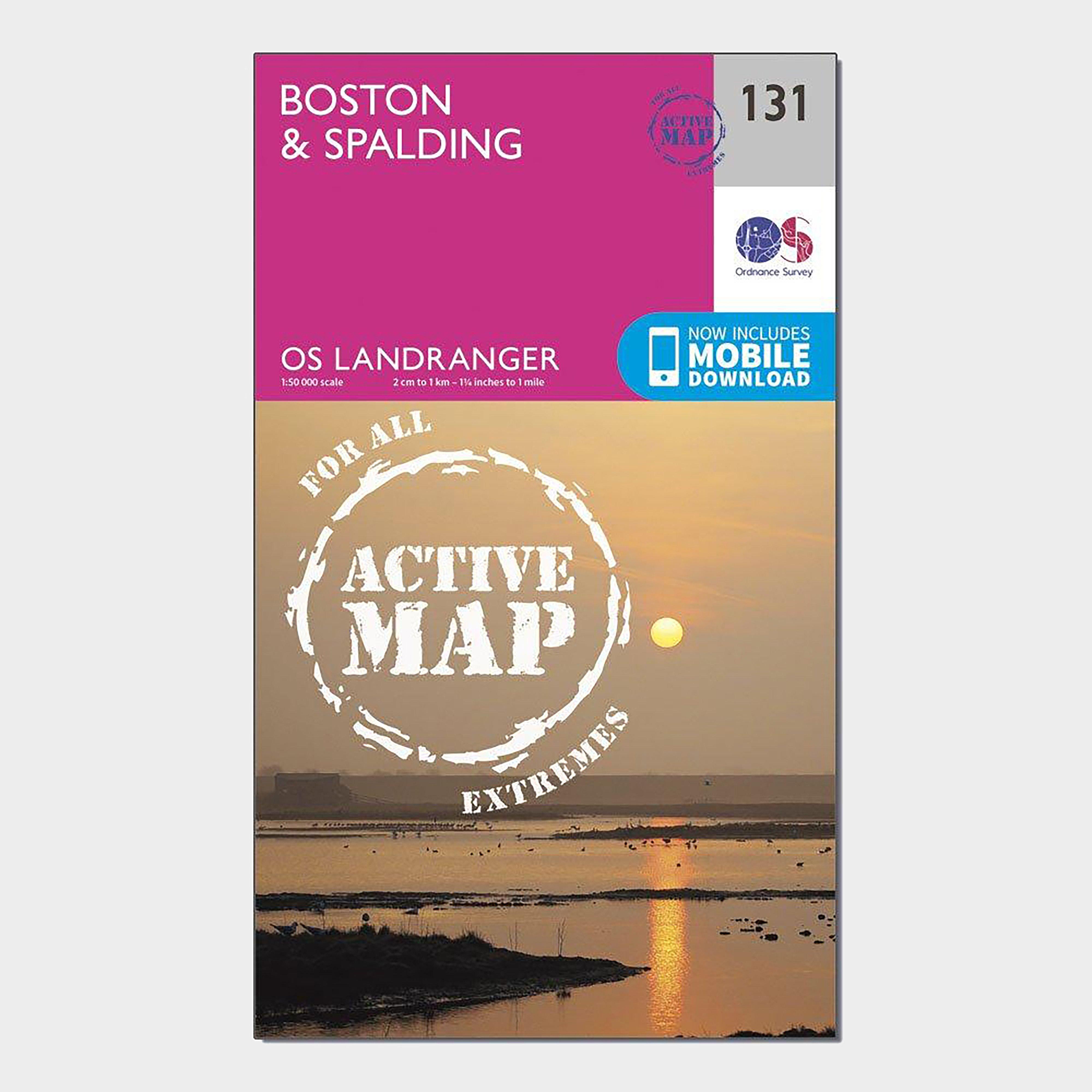 Image of Landranger Active 131 Boston and Spalding Map With Digital Version Pink