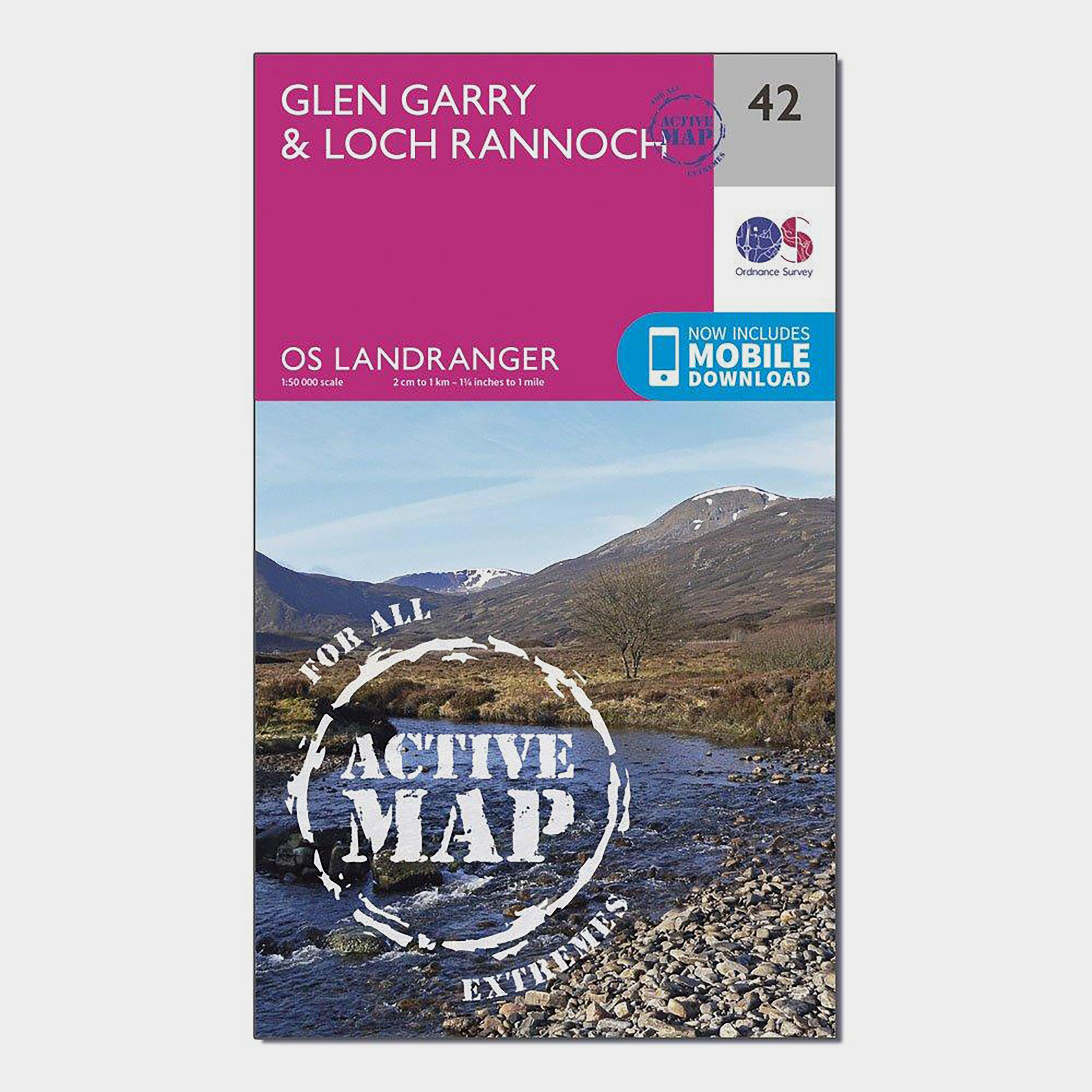 Image of Landranger Active 42 Glen Garry and Loch Rannoch Map With Digital Version Pink