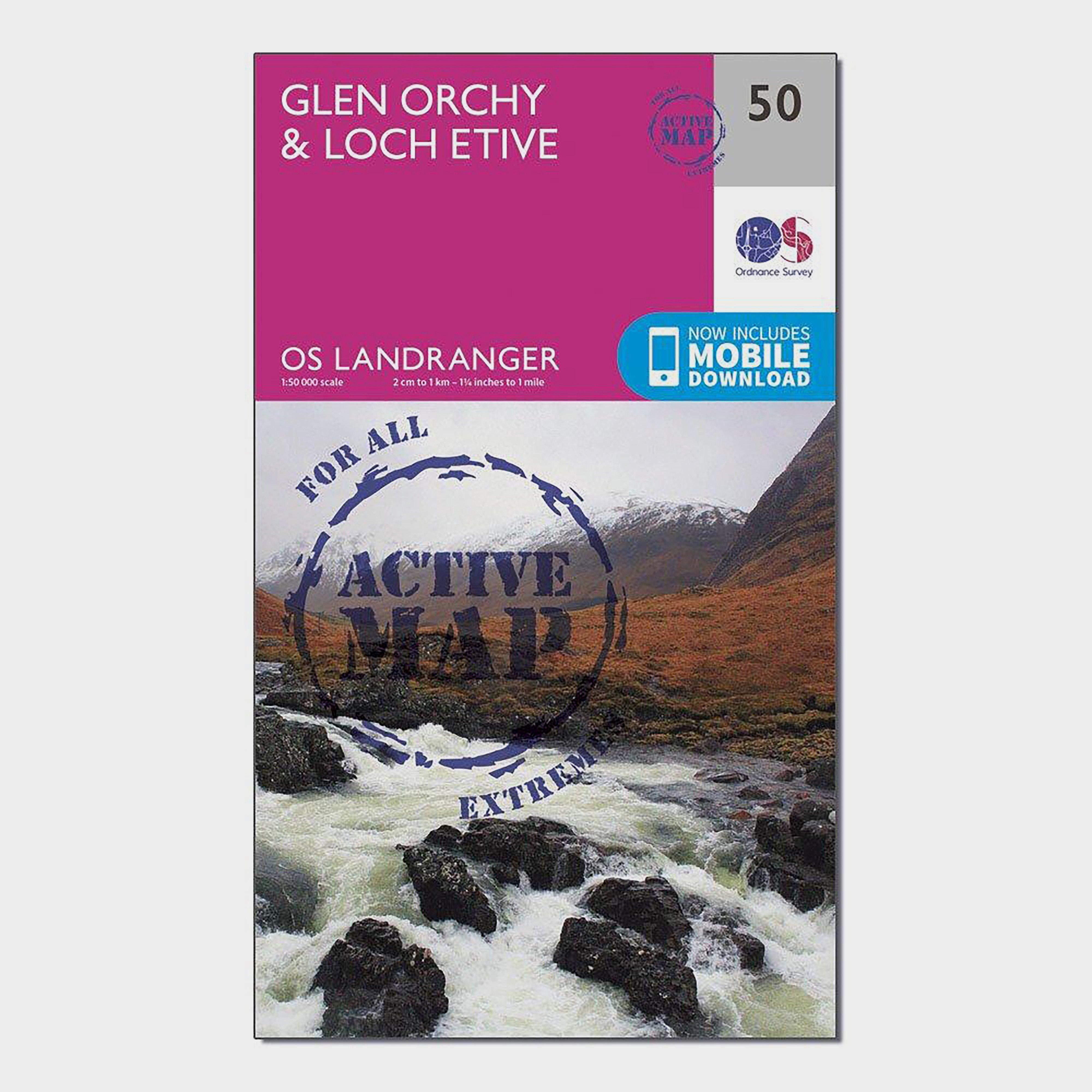 Image of Landranger Active 50 Glen Orchy and Loch Etive Map With Digital Version Pink