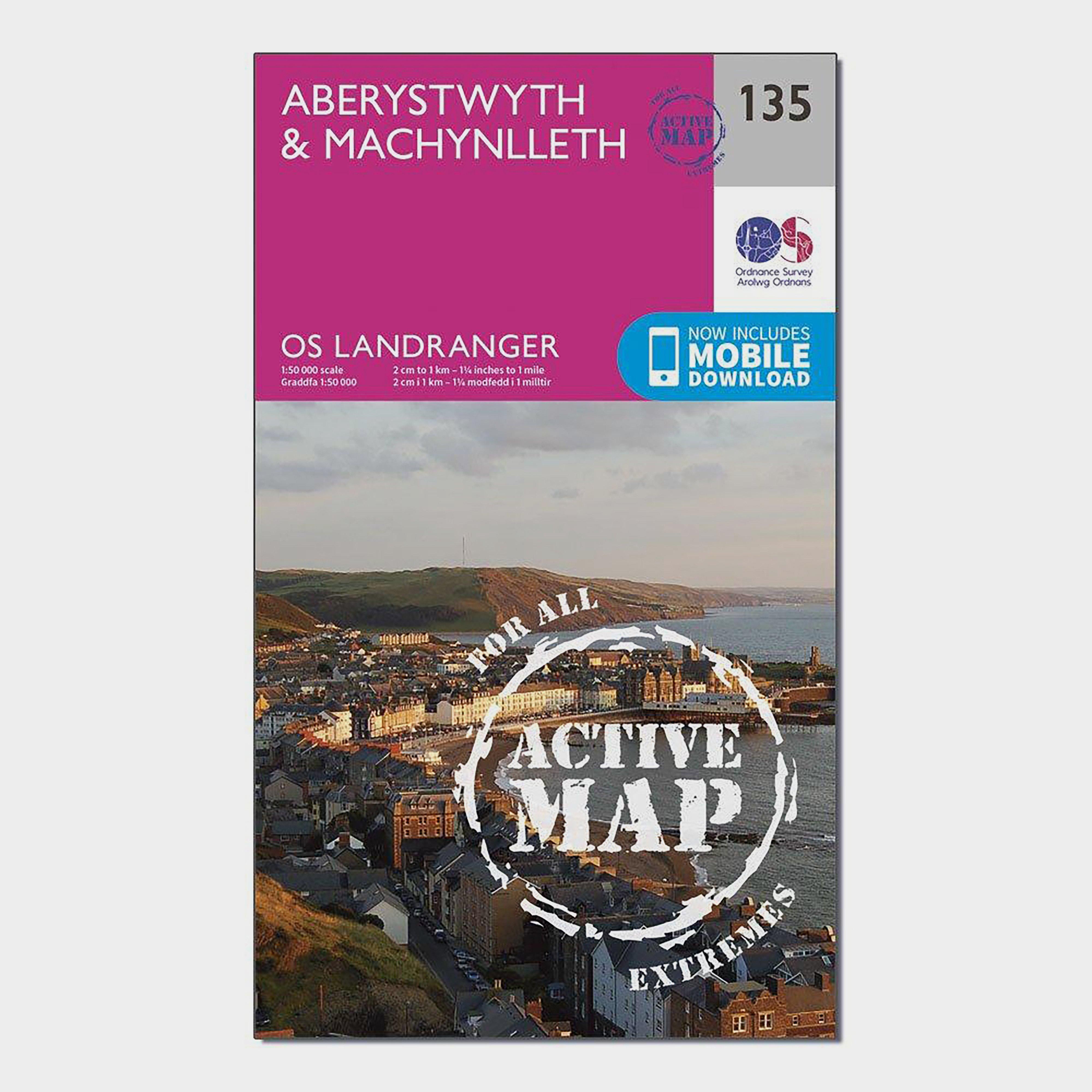 Image of Landranger Active 135 Aberystwyth and Machynlleth Map With Digital Version Pink