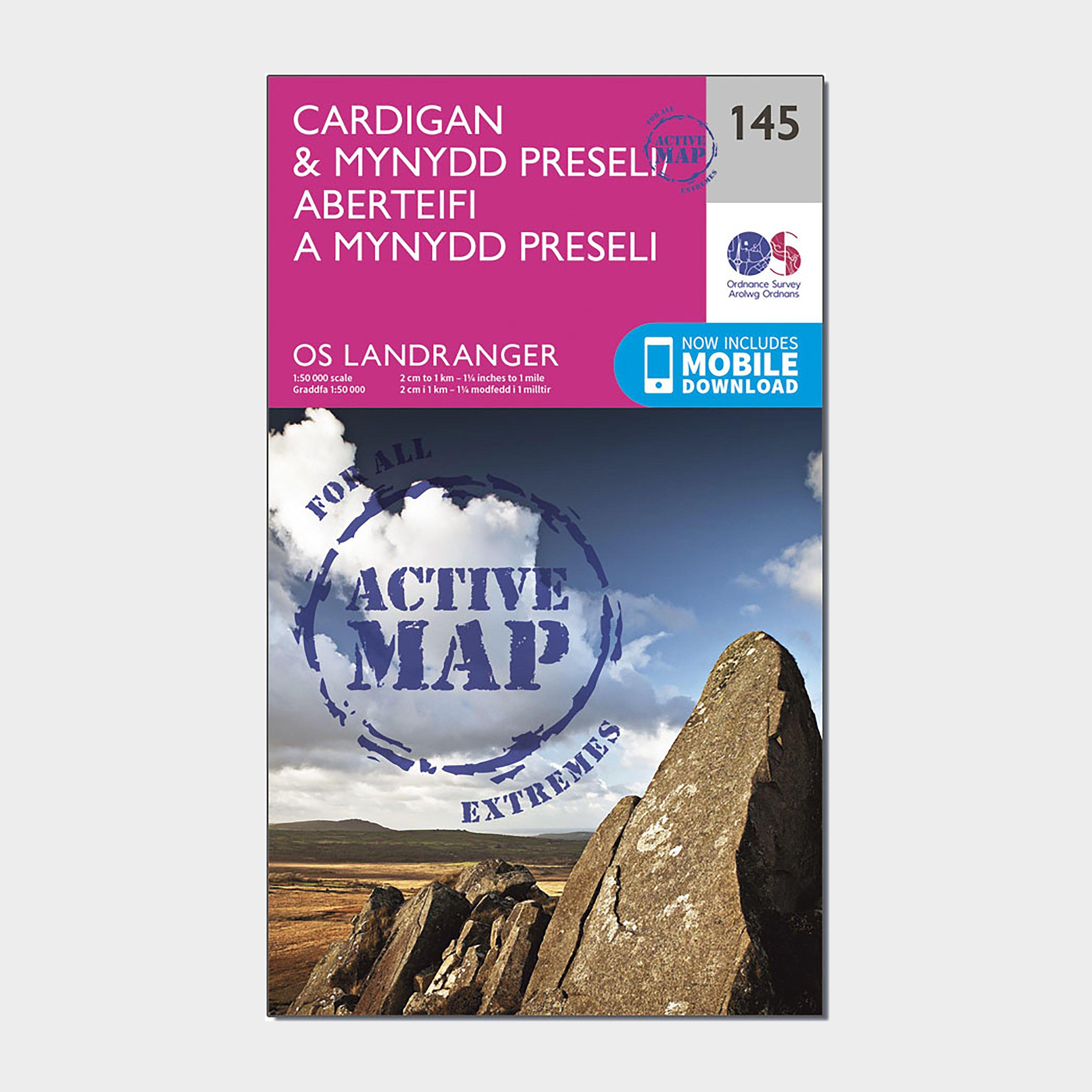 Image of Landranger Active 145 Cardigan and Mynydd Preseli Map With Digital Version Pink